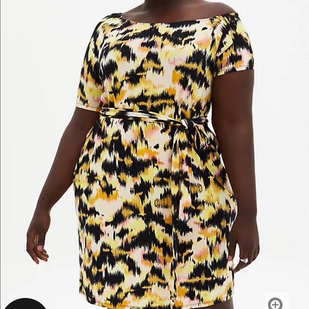 YELLOW IKAT SUPER SOFT T-SHIRT DRESS